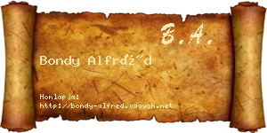 Bondy Alfréd névjegykártya